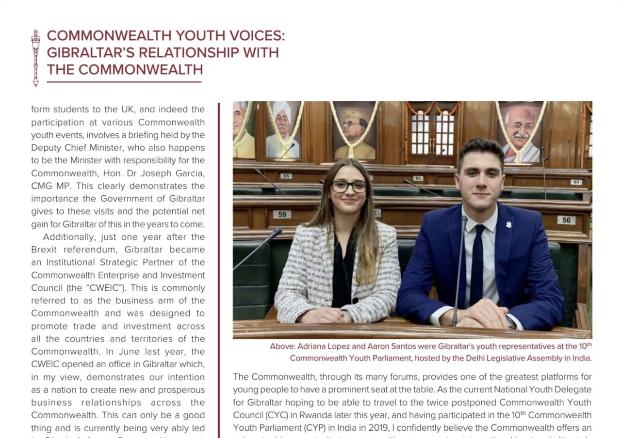 Gibraltar Contributions Included In Commonwealth Magazine ‘The Parliamentarian’
