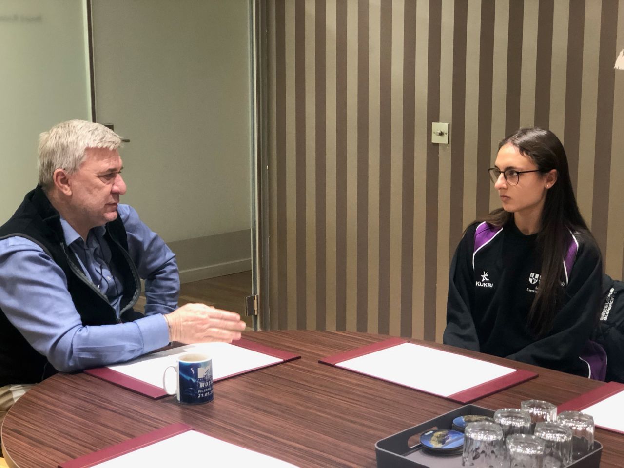 Minister for Sport meets local footballer Shania Robba