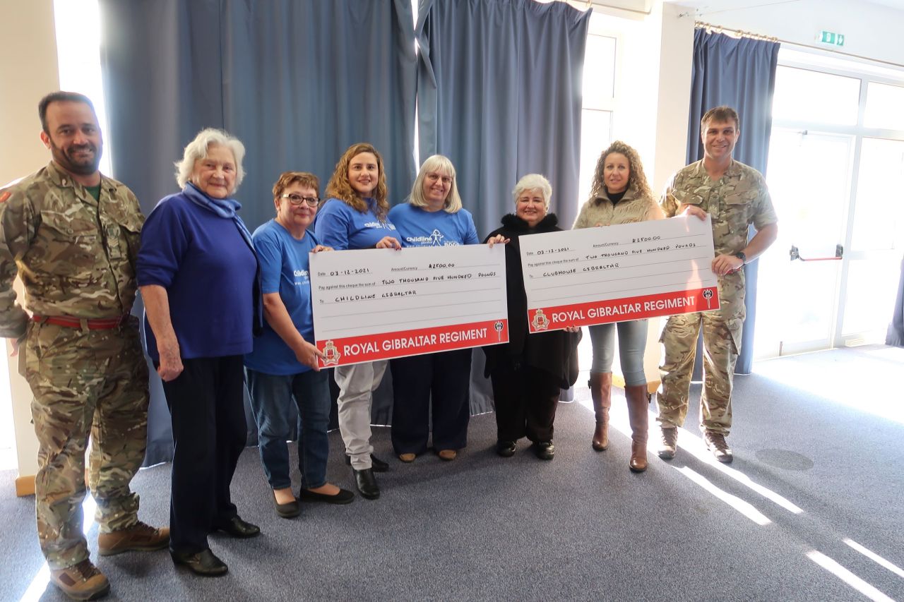 Two Charities Receive £2,500 Each From Royal Gibraltar Regiment