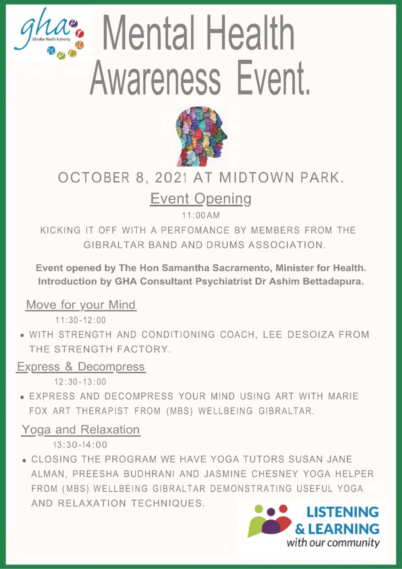 GHA To Host Mental Well-Being Awareness Day at Midtown Park Tomorrow