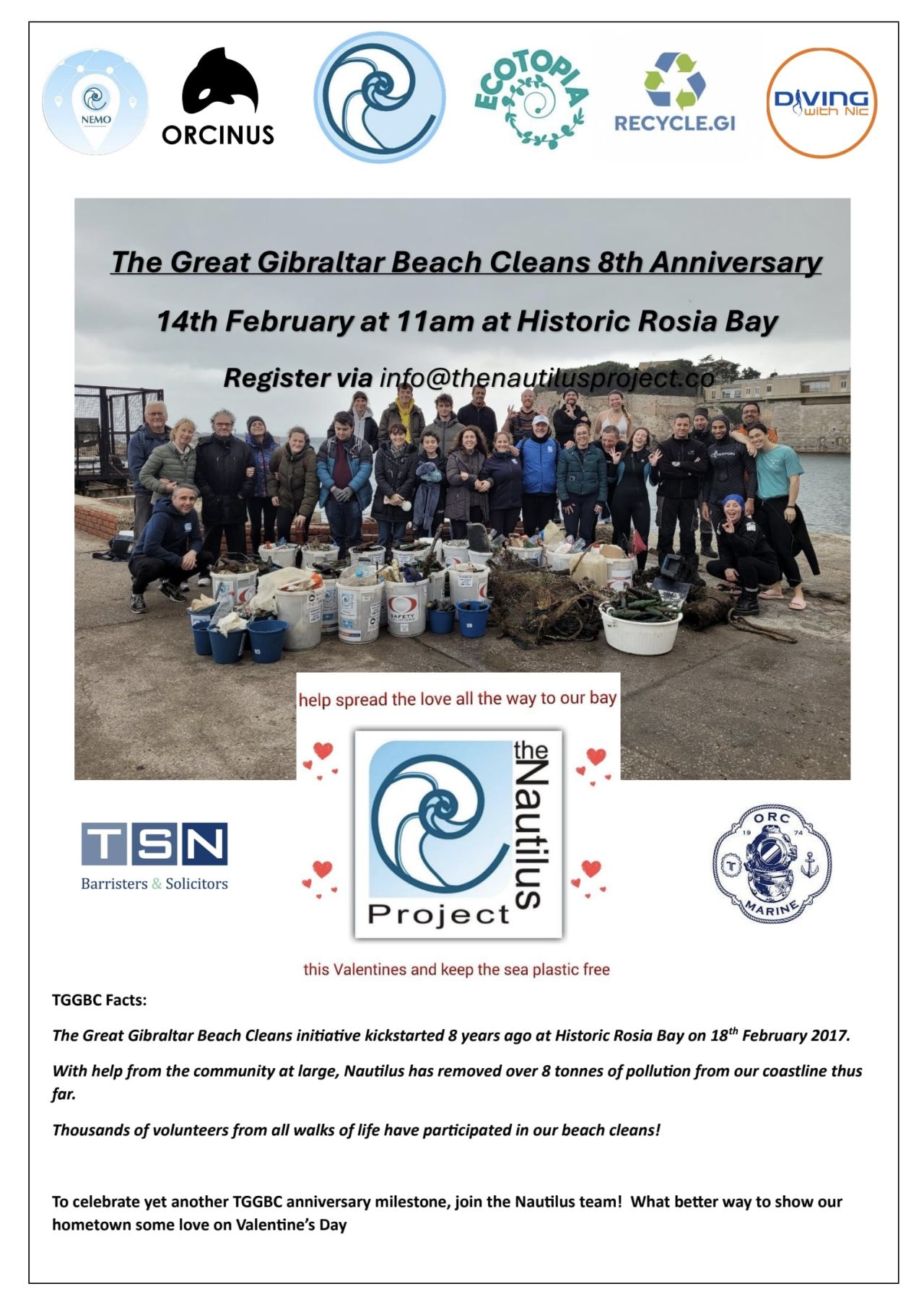 The Great Gibraltar Beach Cleans 8th Anniversary