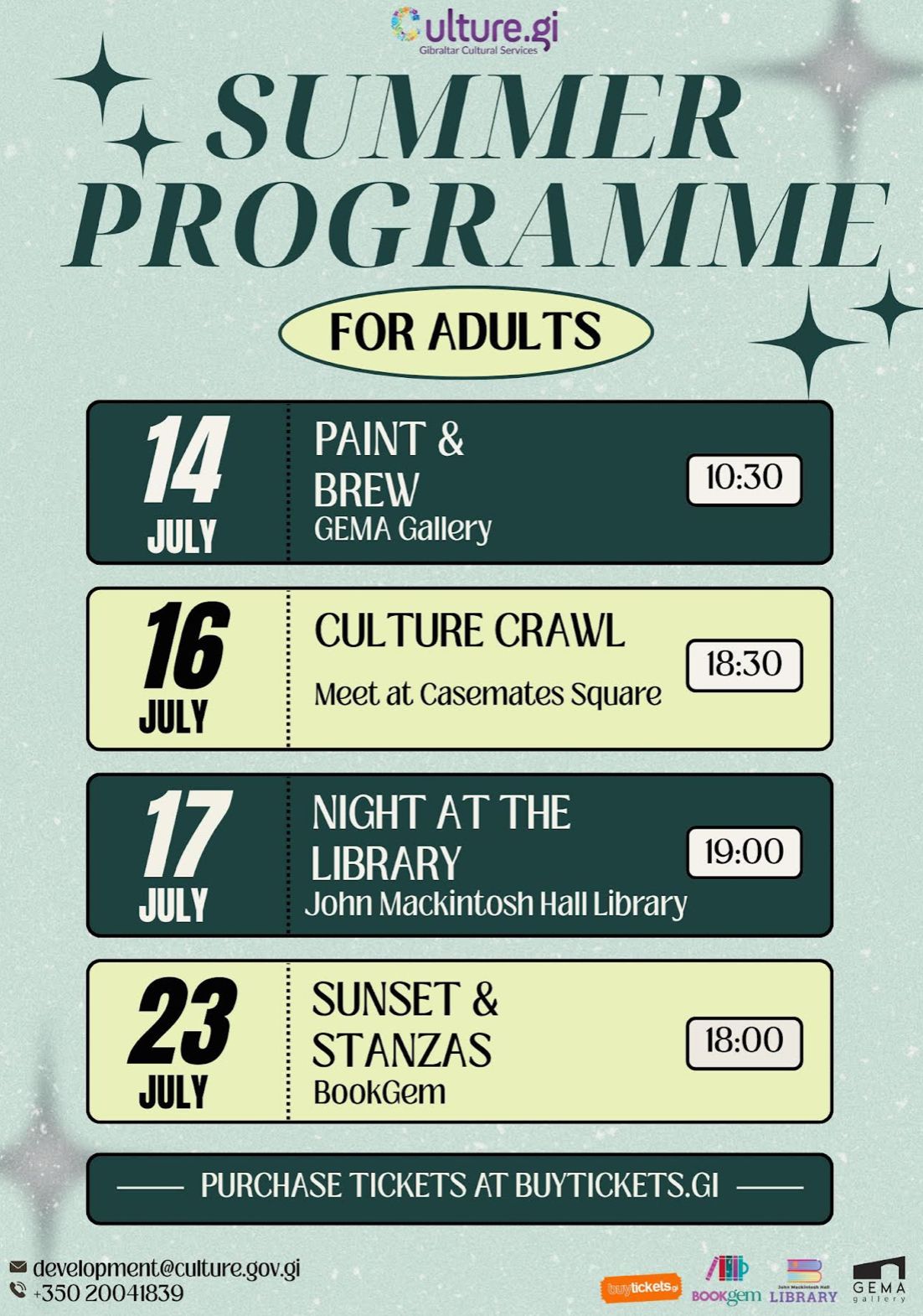 GCS Summer Activities For Adults In July