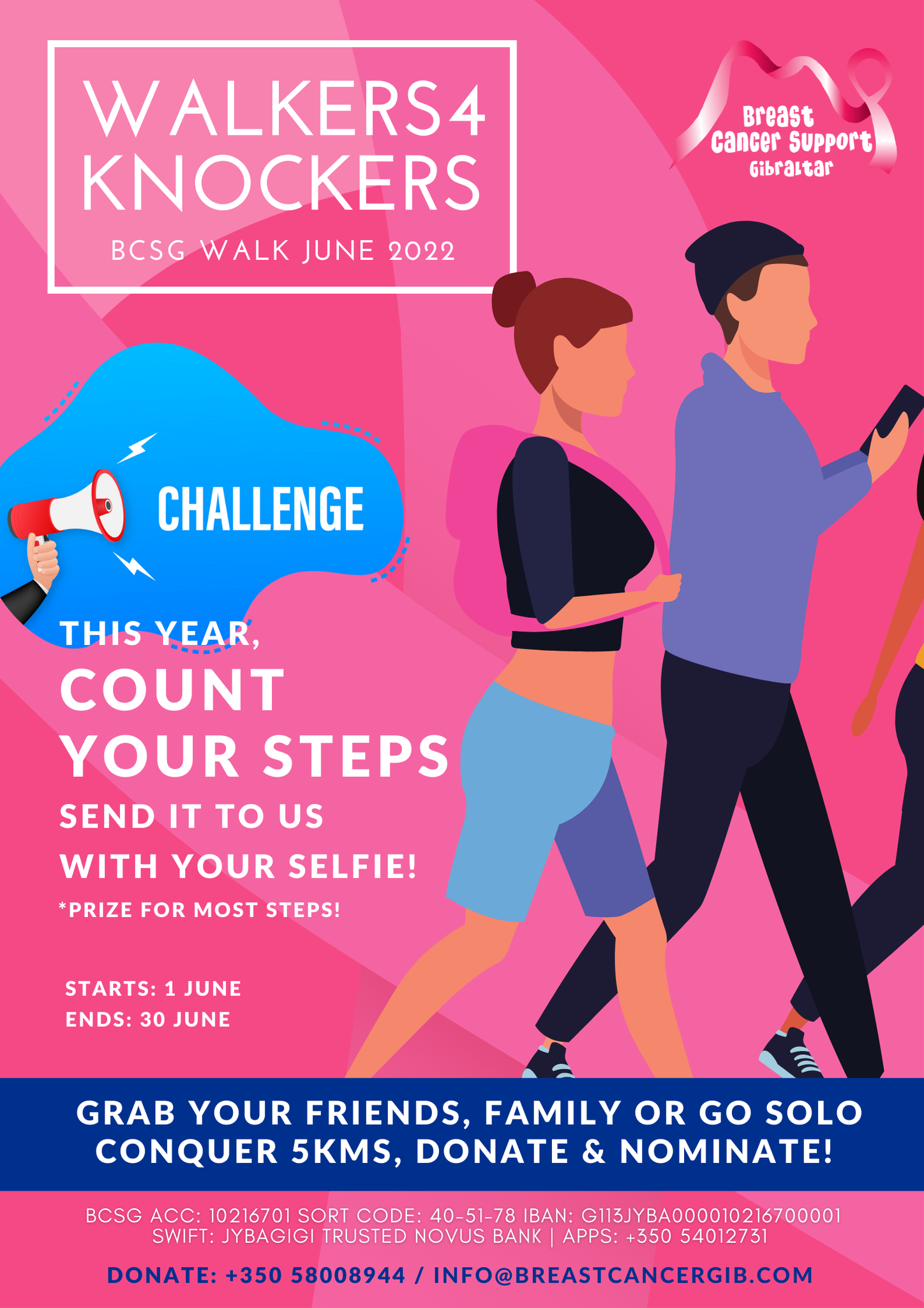 Walkers For Knockers Join Gibraltar in Walking for Breast Cancer