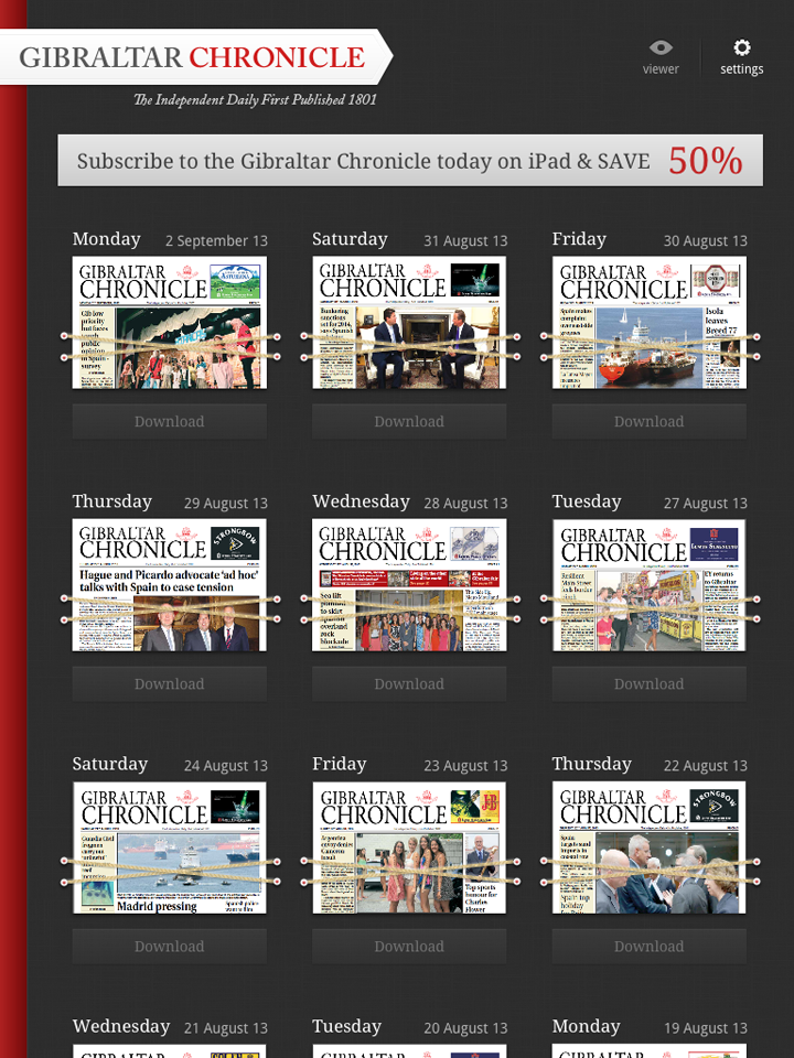 Gibraltar Chronicle iPad