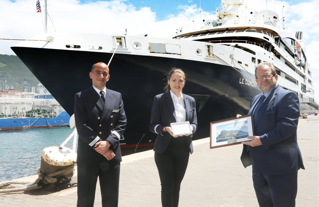 Minister Cortes Welcomes The Le Dumont D'urville On Its Inaugural Call To Gibraltar