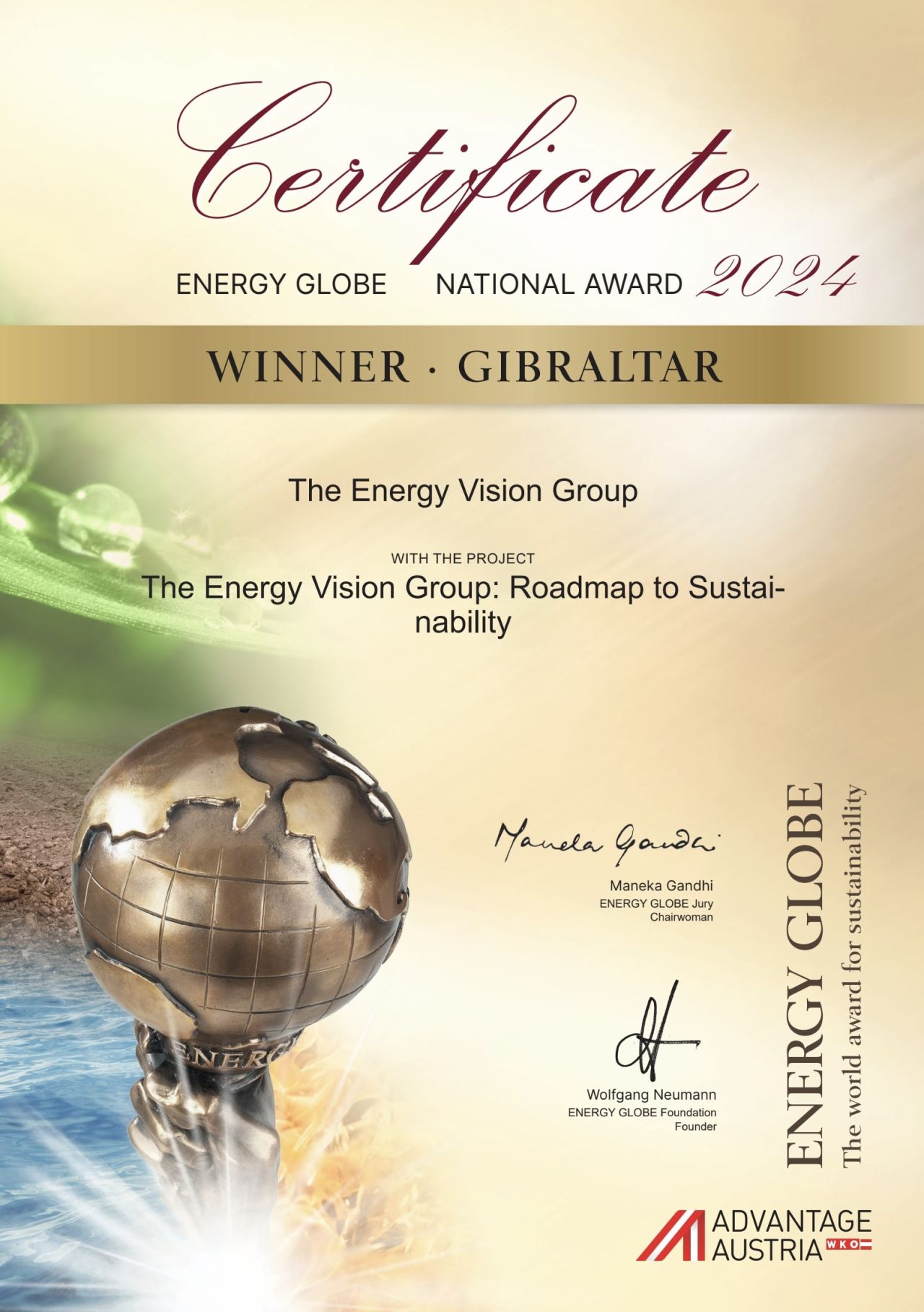 EVG Wins National Energy Globe Award Gibraltar 2024