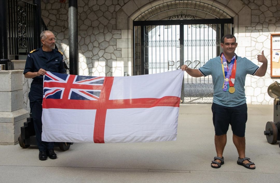 Presentation Of The Royal Navy White Ensign To Stephen Balban