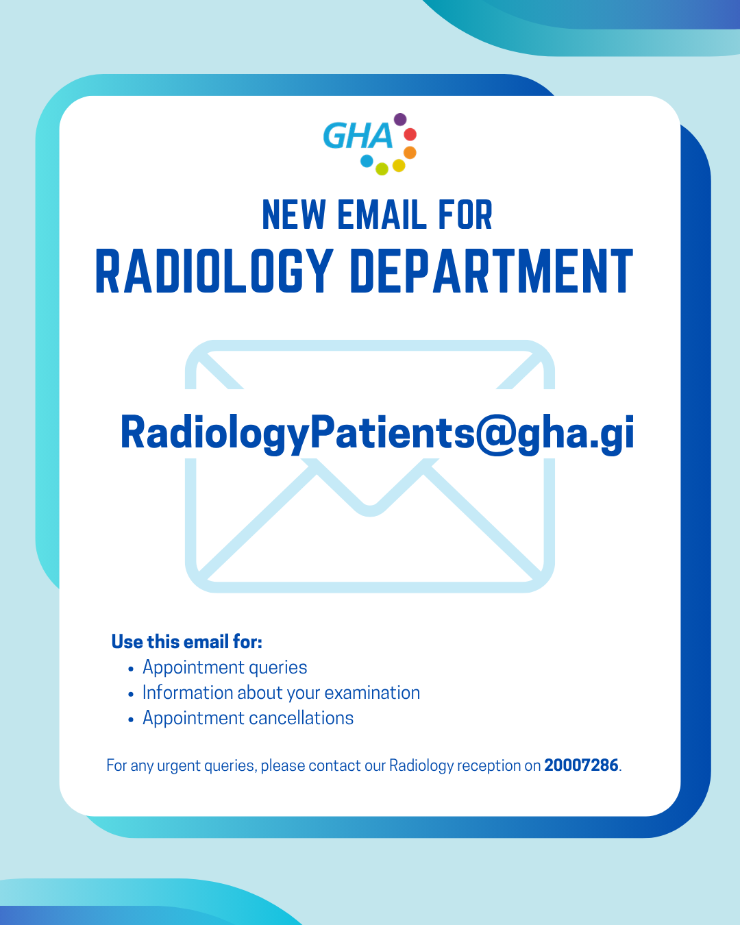 GHA Publish New Radiology Queries email Address