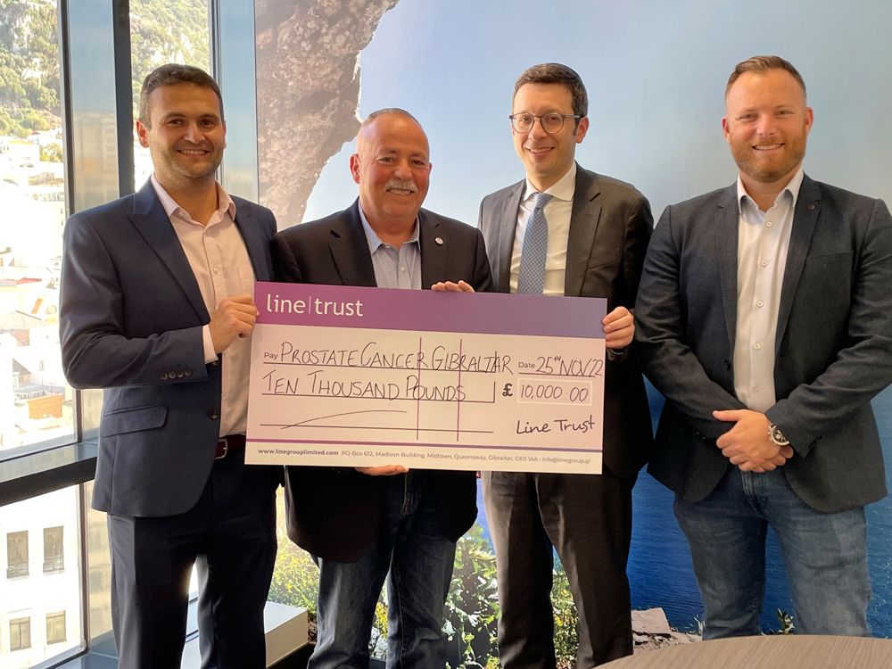 Line Trust Client Donates £10,000 to Prostate Cancer Gibraltar