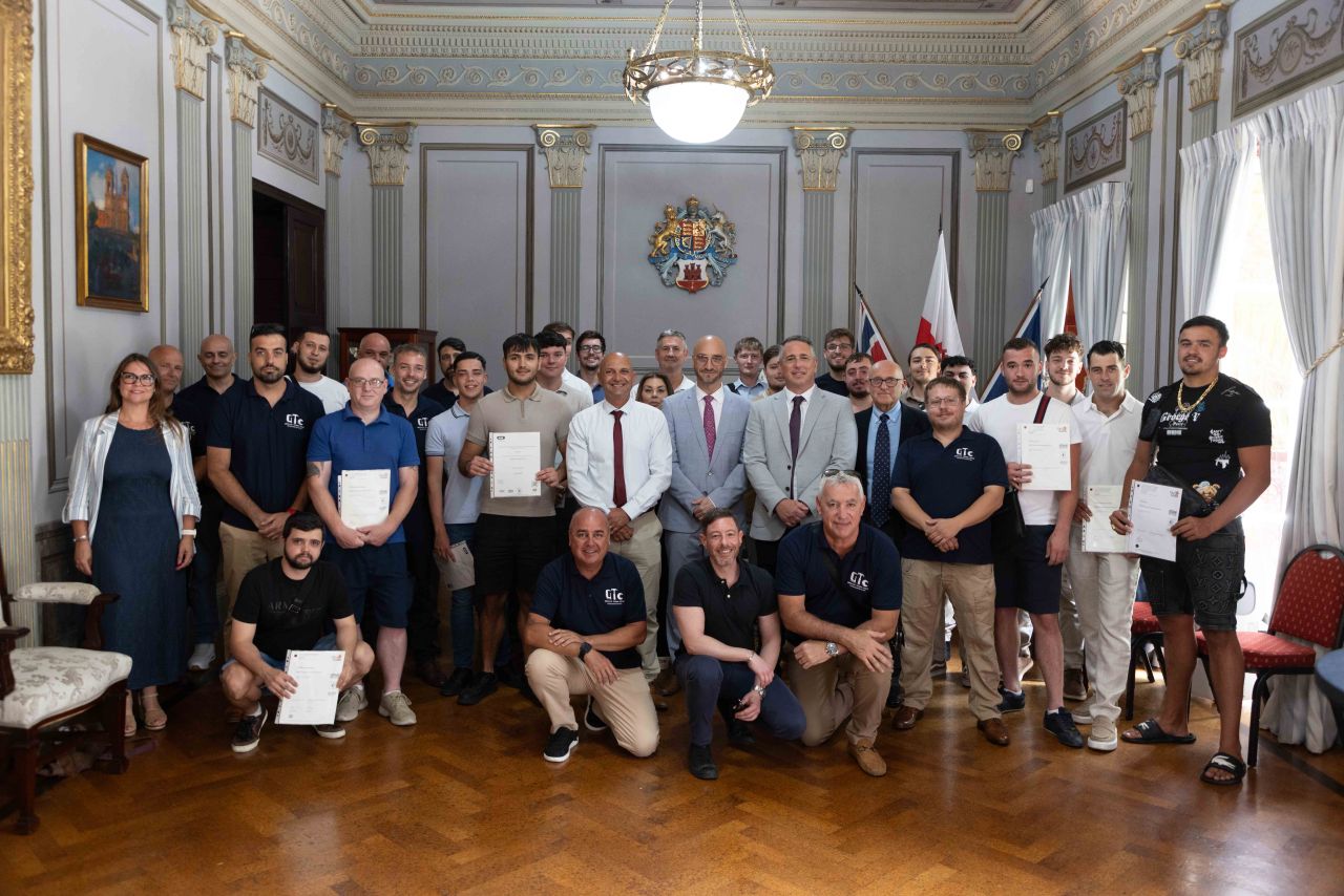 Minister Santos Presents NVQ Certificates To Apprentices And Trainees From Gibraltar Training Centre