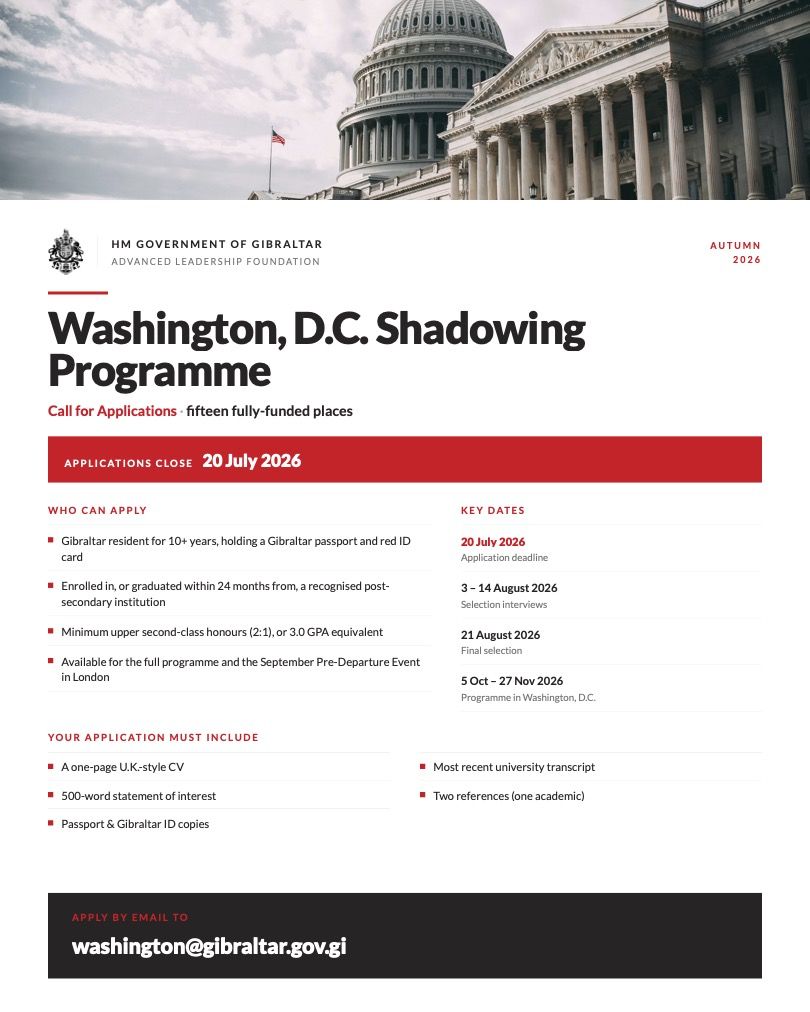 Government Re-launches Washington Programme For Young Gibraltarians
