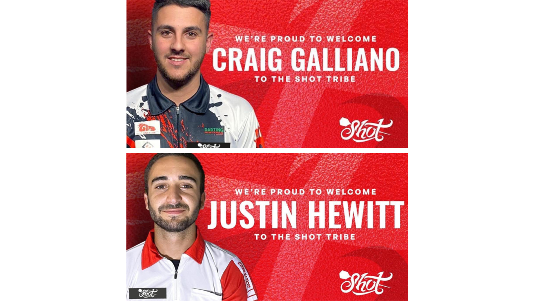 Justin Hewitt Snd Craig Galliano Sign With Shot Darts