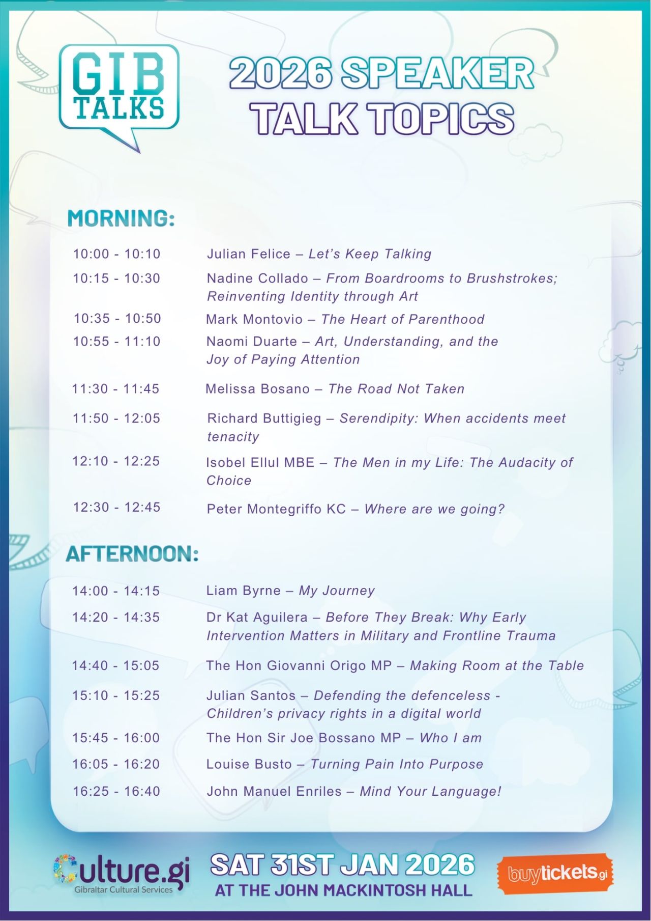 GibTalks 2026 - Speakers And Schedule