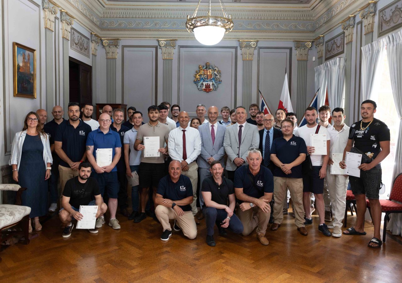 Minister Santos Presents NVQ Certificates To Apprentices And Trainees From Gibraltar Training Centre