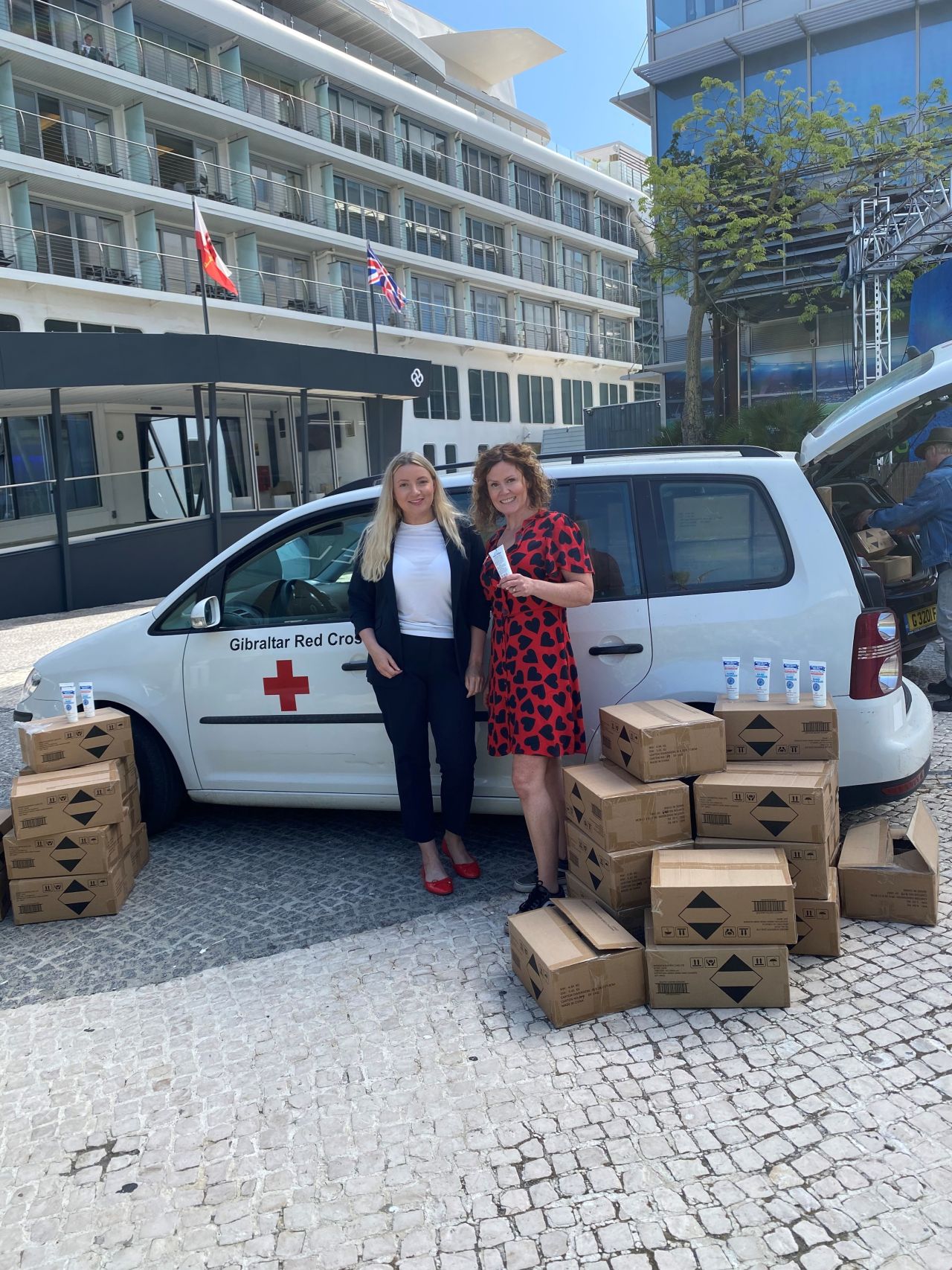 Ocean Village donates 200 boxes of hand sanitizer to Gibraltar Red Cross