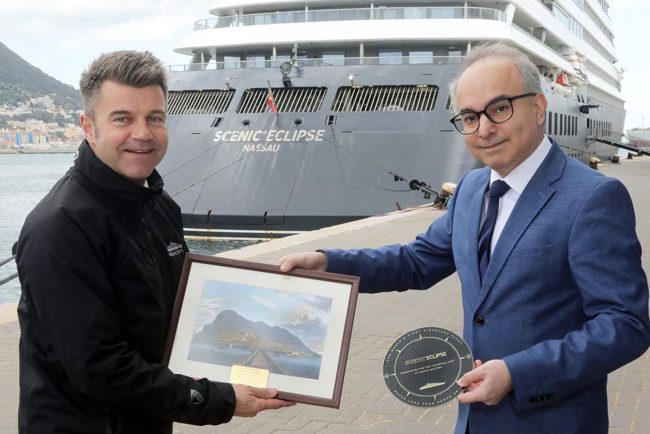 Minister Daryanani Welcomes Scenic Eclipse On Its Inaugural Call To Gibraltar