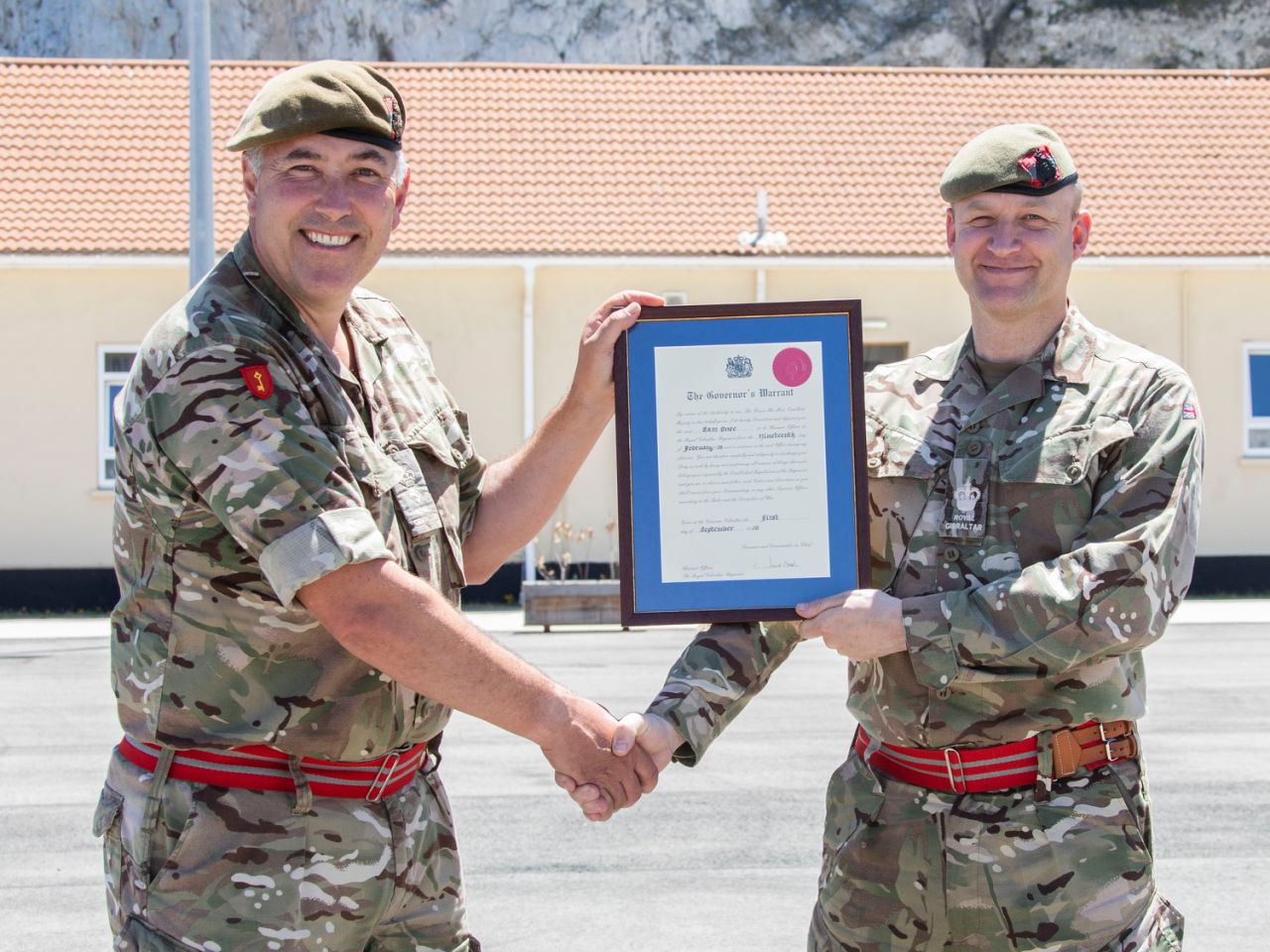 Royal Gibraltar Regiment’s Commanding Officer Presents Warrant