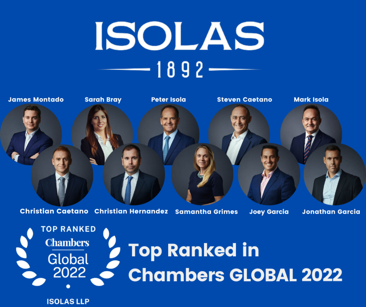 ISOLAS LLP Top Ranked in Chambers Global 2022