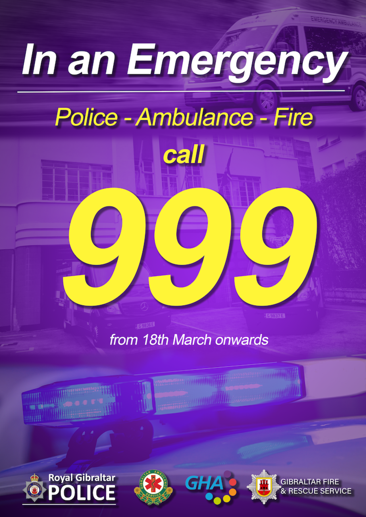 999 Will be New Emergency Number for Police, Ambulance and Fire Service