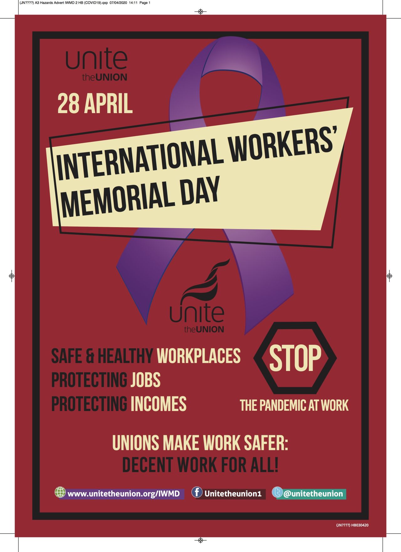 Workers Memorial Day 2021 - Health and Safety a Fundamental Workers' Right, Say Unite
