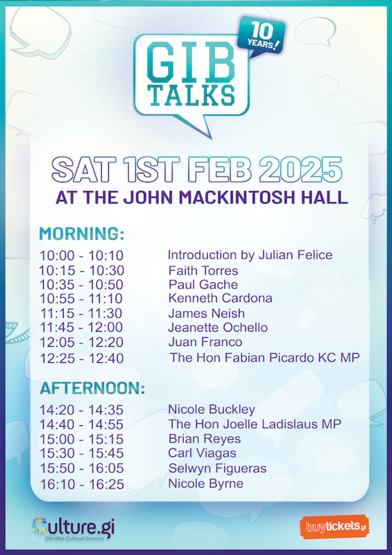 Gib Talks Speakers and Schedule