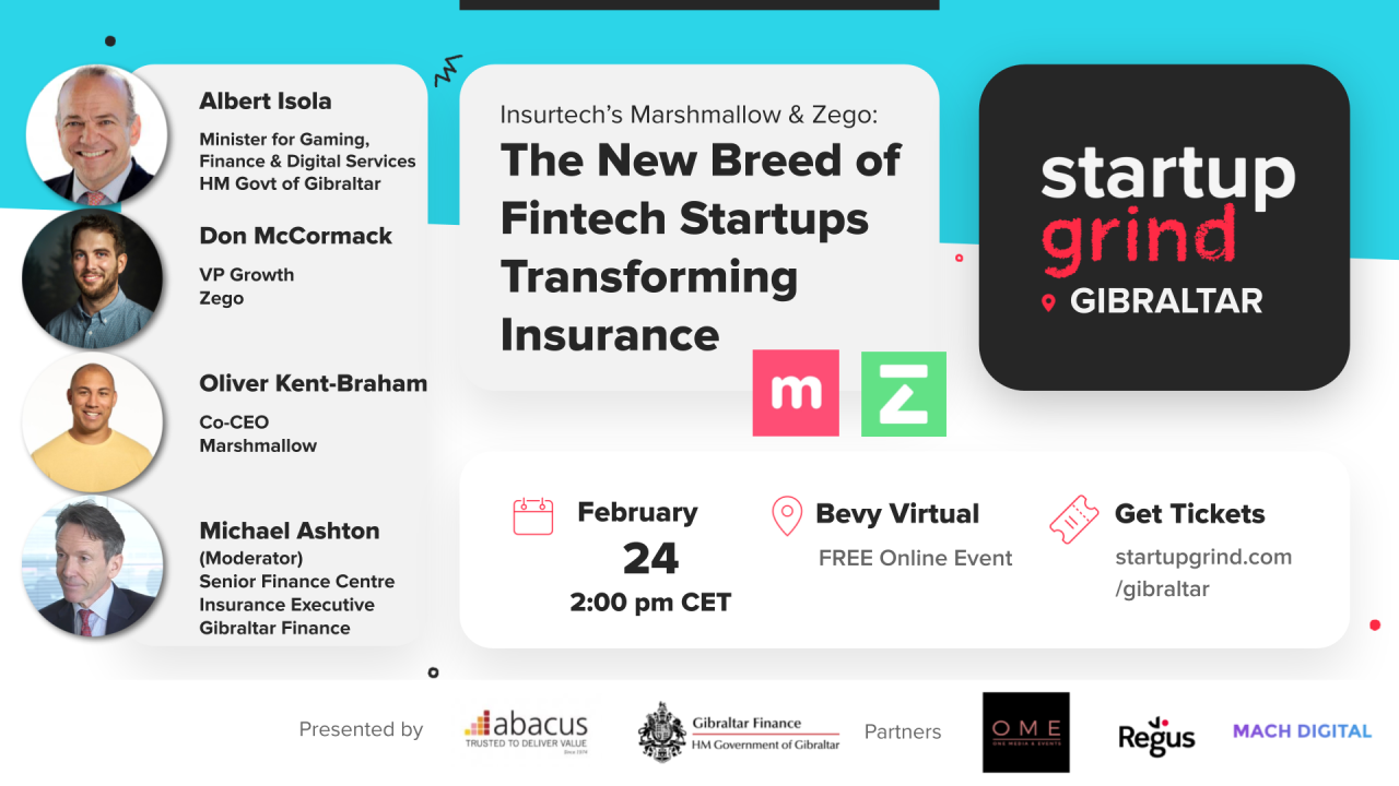 Insurtech's Marshmallow & Zego: The New Breed of Fintech Startups Transforming Insurance - Online Event This Wednesday