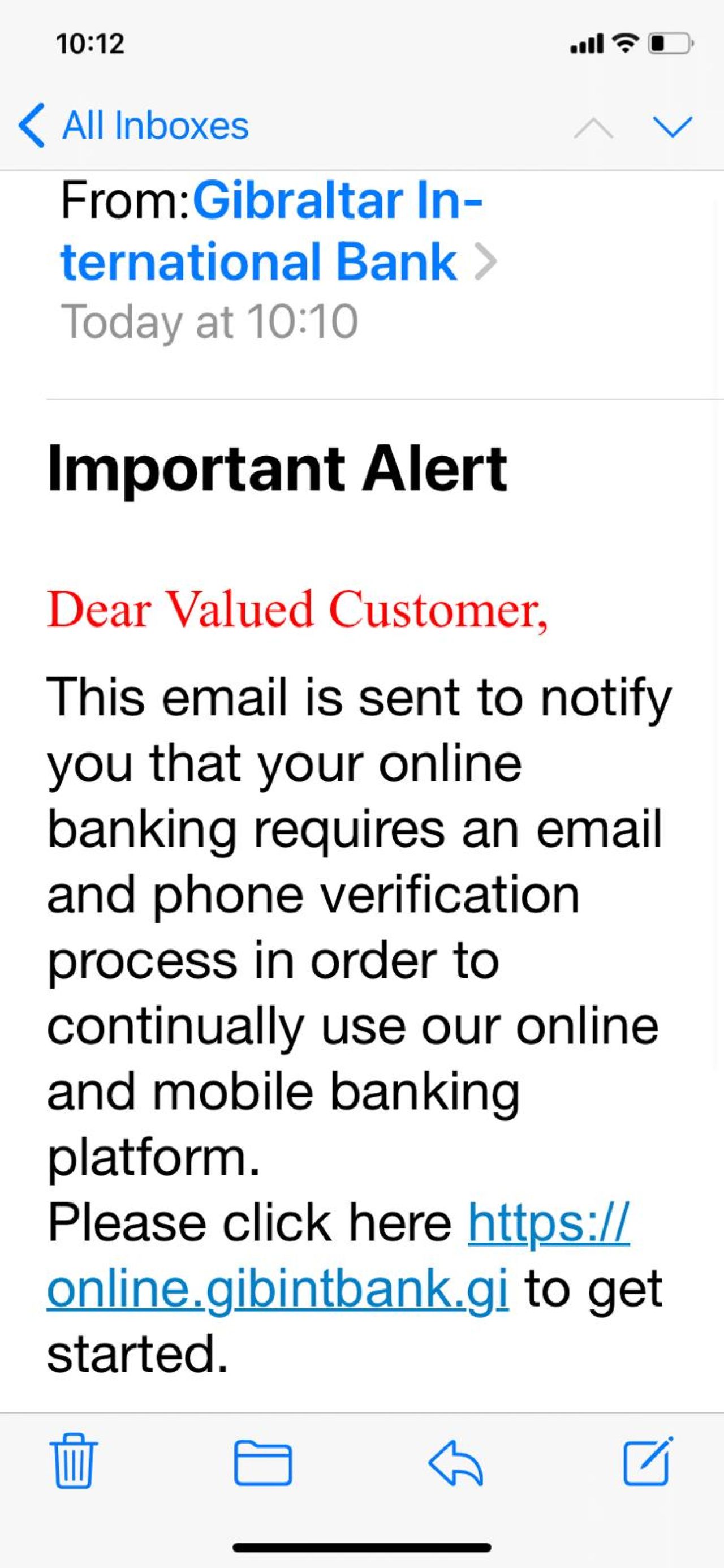 Scam Targeting GIB Customers
