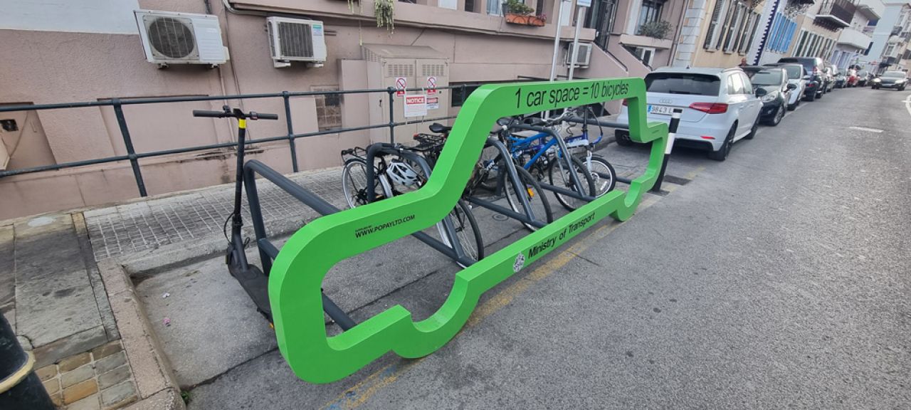 New Car-Shaped Bicycle Rack at Line Wall Road